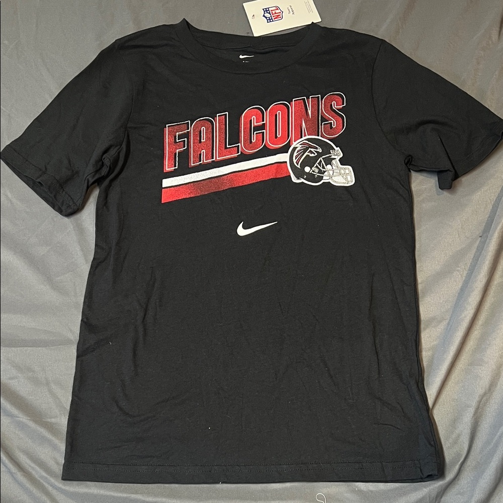 Nike Black Falcons Graphic Tee with Red and White Accents